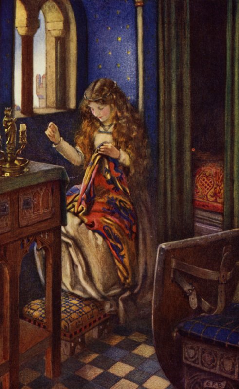 Elaine (farge litho) av Eleanor Fortescue Brickdale