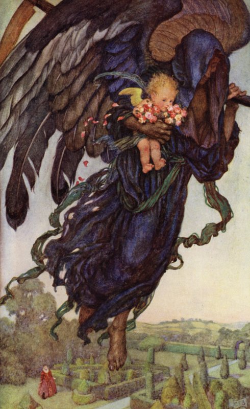 Samle roseknopper mens du kan, Old Time flyr fortsatt (farge litho) av Eleanor Fortescue Brickdale