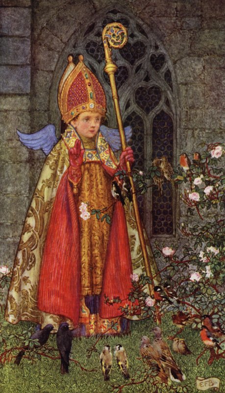 Hei, biskop Valentine, hvis dag dette er! All luften er ditt bispedømme, og all kvitringen (farge litho) av Eleanor Fortescue Brickdale