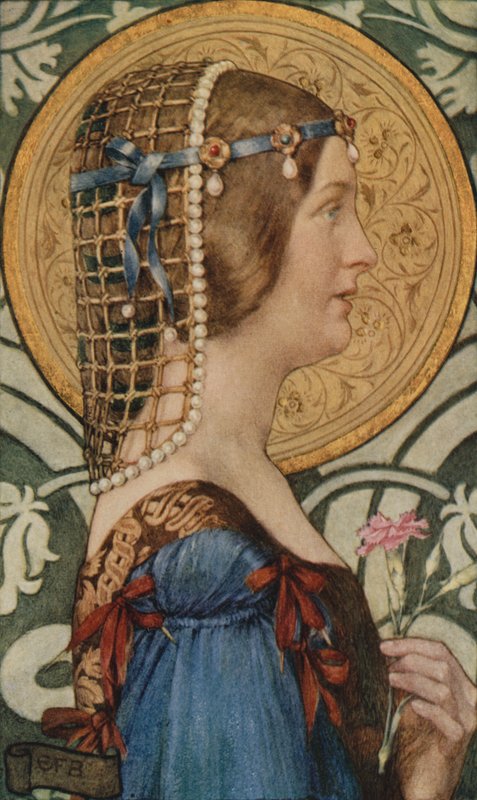 Hvis man kunne ha det lille hodet av henne malt på en bakgrunn av blekt gull (litho-farge) av Eleanor Fortescue Brickdale