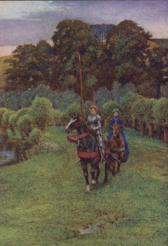 Illustrasjon for Idylls Of The King av Alfred Lord Tennyson (farge litho) av Eleanor Fortescue Brickdale