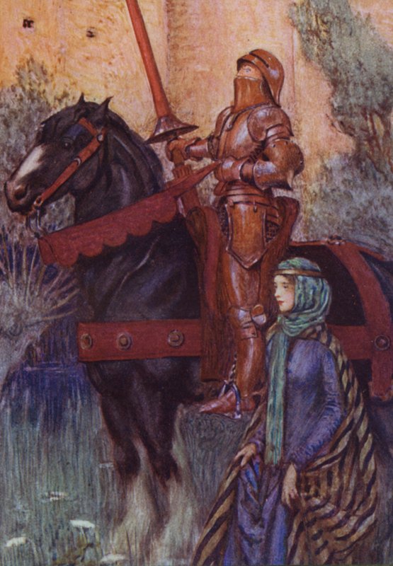 Illustrasjon for Idylls Of The King av Alfred Lord Tennyson (farge litho) av Eleanor Fortescue Brickdale