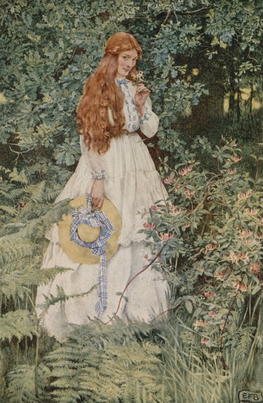 Er hun ikke rent gull, min elskerinne? (farge litho) av Eleanor Fortescue Brickdale