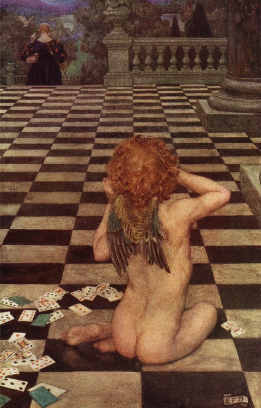 Å kjærlighet! har hun gjort dette mot deg? Hva skal, dessverre! blitt av meg? (farge litho) av Eleanor Fortescue Brickdale