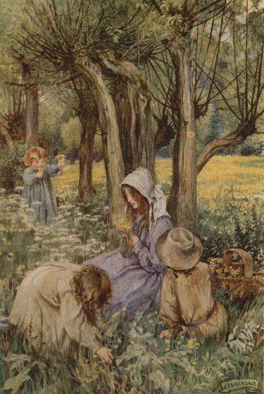 Å, å være i England nå som april er der (farge litho) av Eleanor Fortescue Brickdale