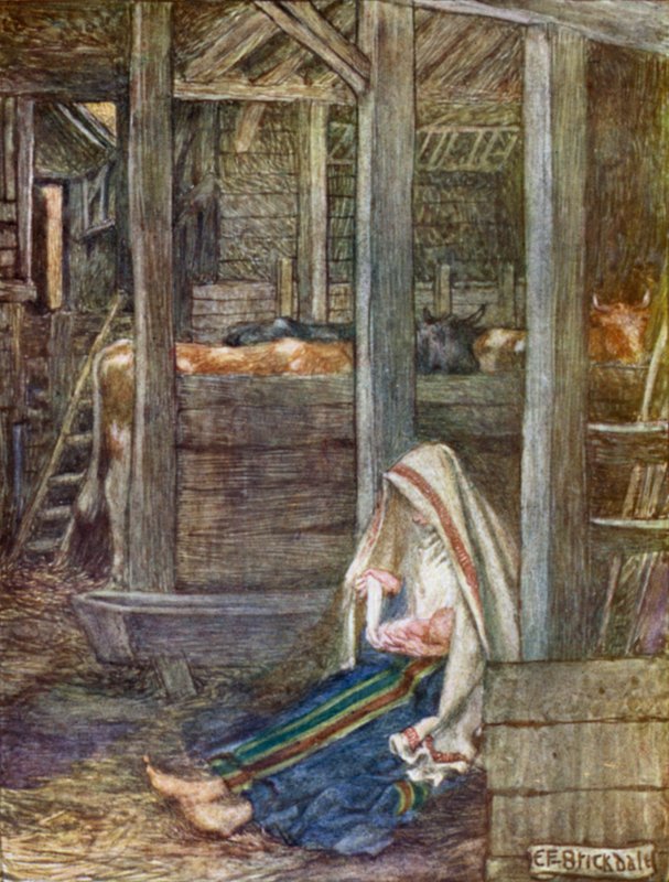 Fødselen (farge litho) av Eleanor Fortescue Brickdale