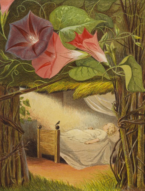 Solstrålene stjal inn for å kysse ham (farge litho) av Eleanor Fortescue Brickdale
