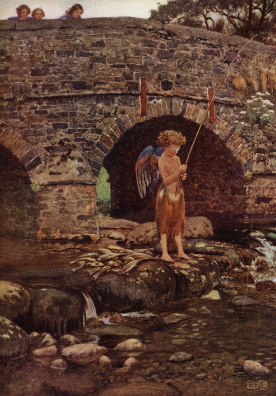 Selv om han er et barn og blind (farge litho) av Eleanor Fortescue Brickdale