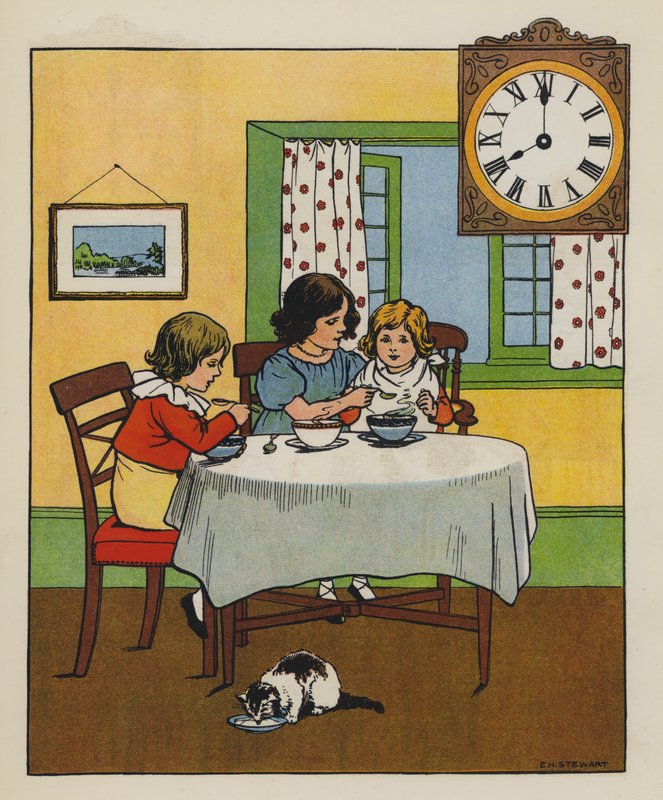 Frokost (farge litho) av Elise H. Stewart