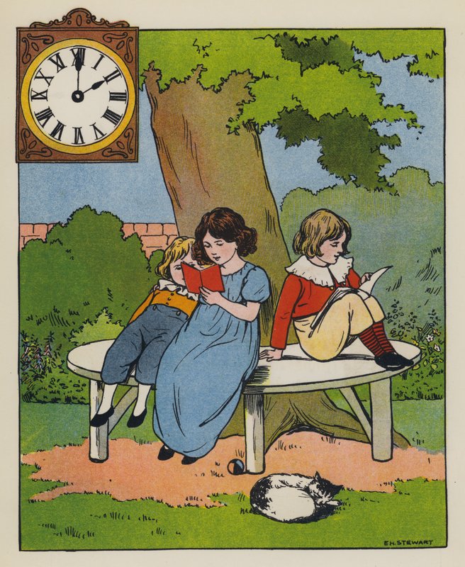 Lesetid (farge litho) av Elise H. Stewart