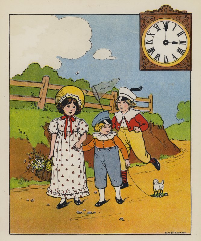 Gangtid (farge litho) av Elise H. Stewart