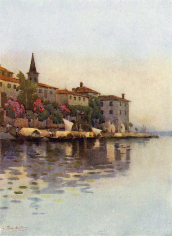 A Grey Morning, Lago Maggiore (farge litho) av Ella Du Cane
