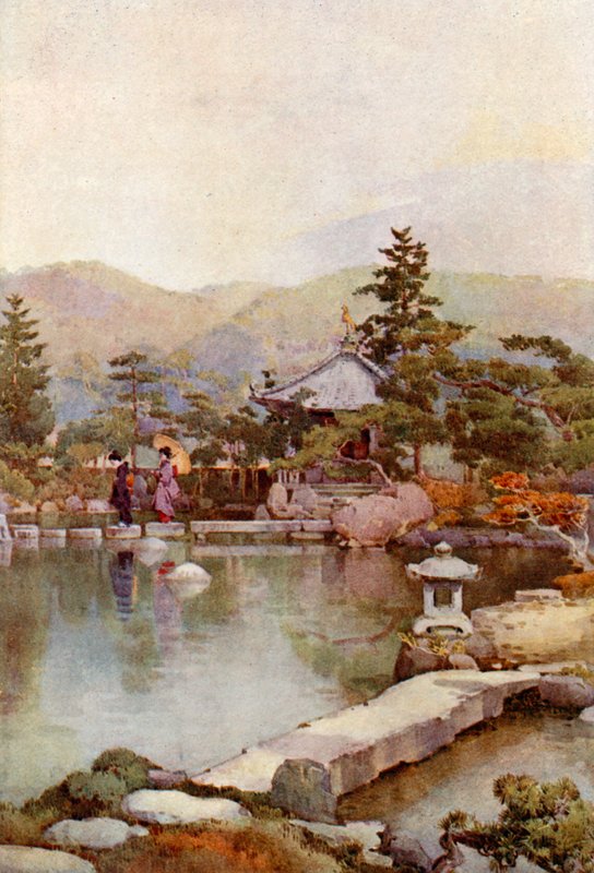 En landskapshage (farge litho) av Ella Du Cane