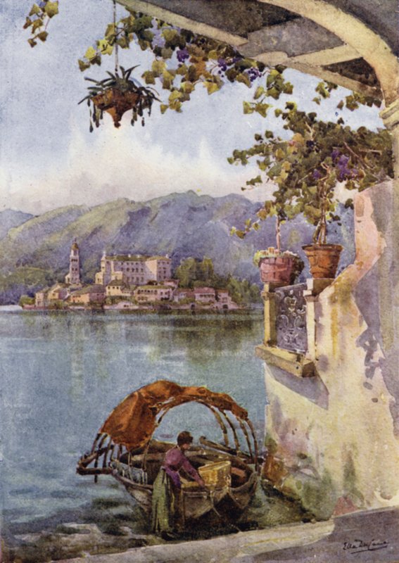 En buegang ved Orta (farge litho) av Ella Du Cane