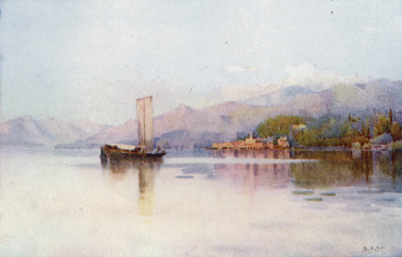 Bellagio, Comosjøen (farge litho) av Ella Du Cane