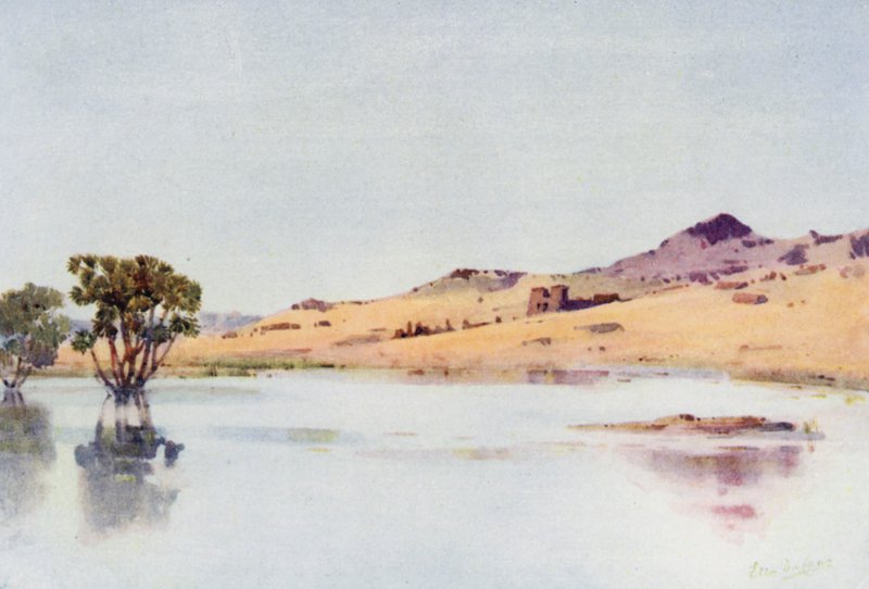 El Sebua, Nubia (farge litho) av Ella Du Cane