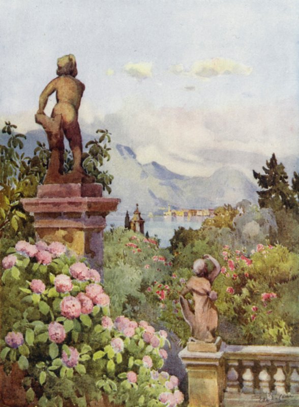 Hortensia, Isola Bella, Lago Maggiore (farge litho) av Ella Du Cane