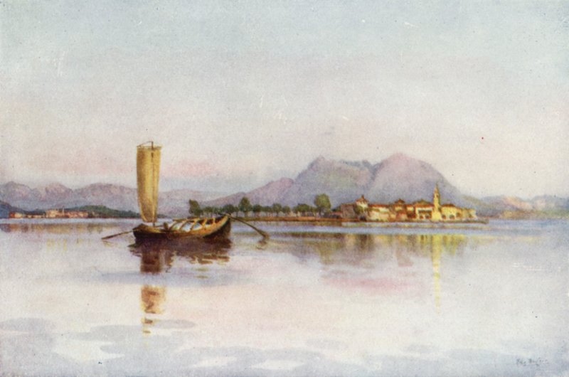 Isola Pescatori, Lago Maggiore (farge litho) av Ella Du Cane