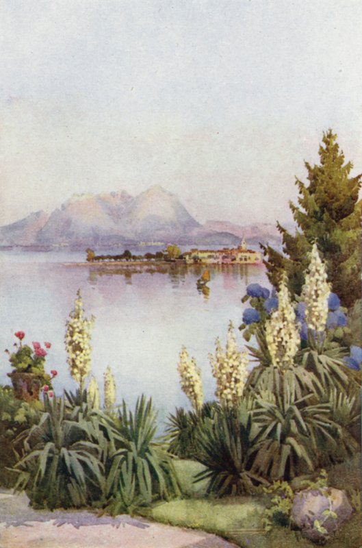 Isola Pescatori fra Baveno, Lago Maggiore (farge litho) av Ella Du Cane