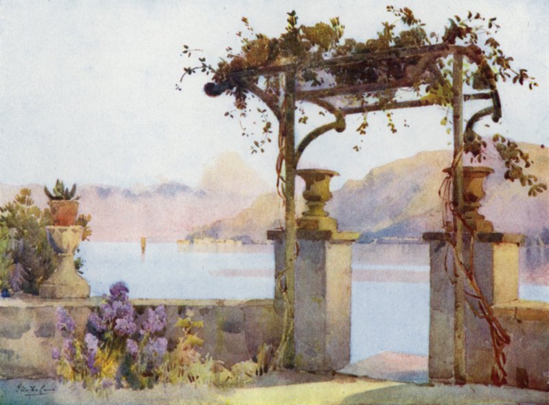 Limonta, Comosjøen (farge litho) av Ella Du Cane