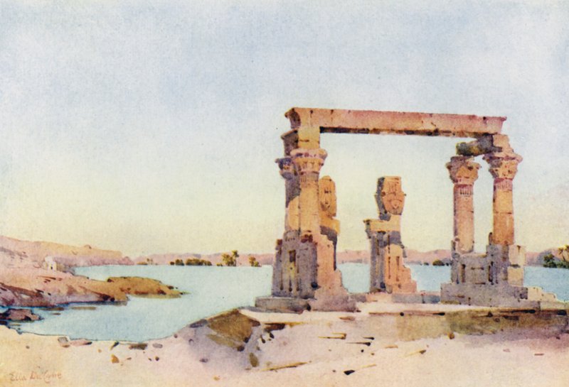 Temple of Kertassi, Nubia (farge litho) av Ella Du Cane