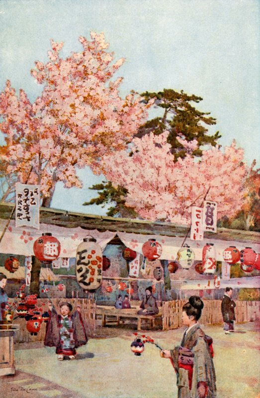 Kirsebærblomstenes fest (farge litho) av Ella Du Cane