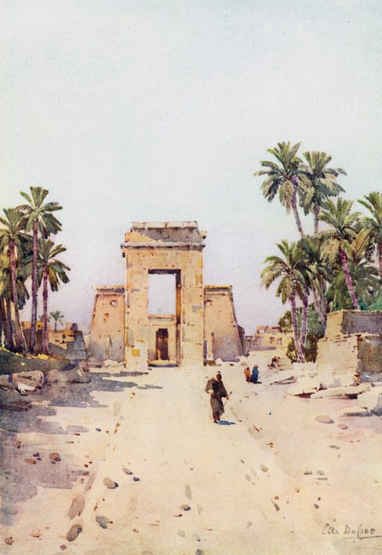 The Gateway of Euergetes, Karnak (farge litho) av Ella Du Cane