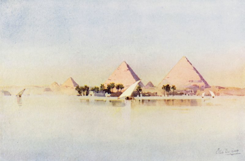 Den store pyramiden i Giza (farge litho) av Ella Du Cane