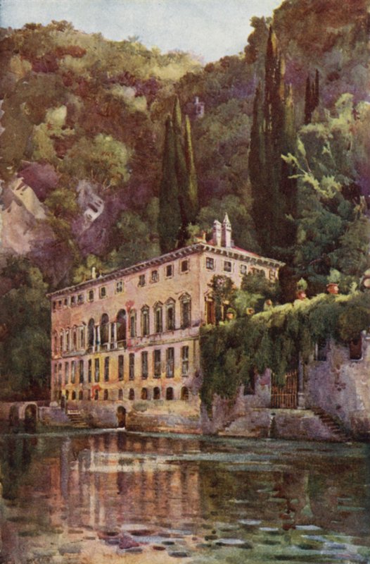 Villa Pliniana, Comosjøen (farge litho) av Ella Du Cane