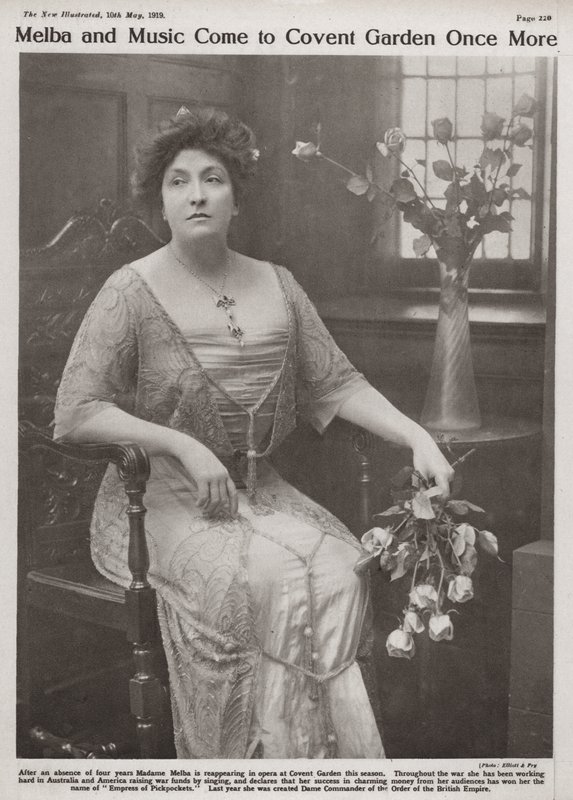 Dame Nellie Melba , australsk operasangerinne (s/hvitt bilde) av Elliott and Fry Photography Studio