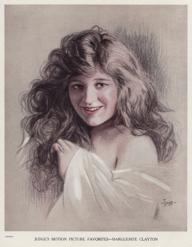Marguerite Clayton , amerikansk stumfilmskuespillerinne (farge litho) av Emil Flohri