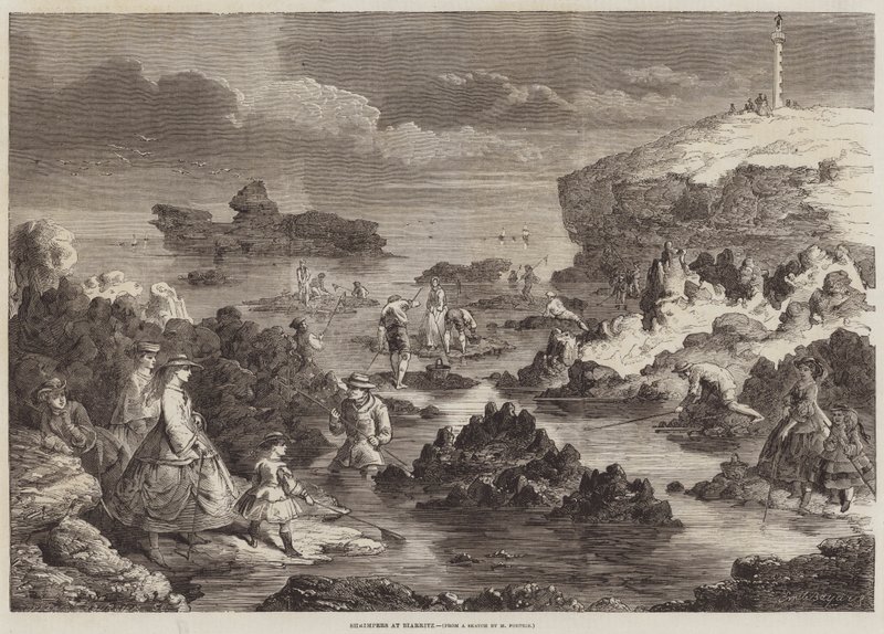 Rekefiskere ved Biarritz av Emile Antoine Bayard