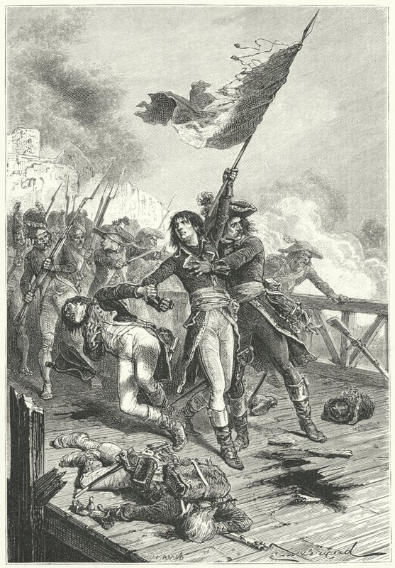 Napoleon Bonaparte på broen ved Arcole av Emile Antoine (after) Bayard