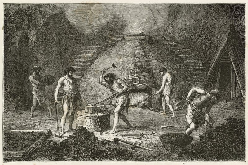 Den primitive ovnen for jernutvinning av Emile Antoine Bayard