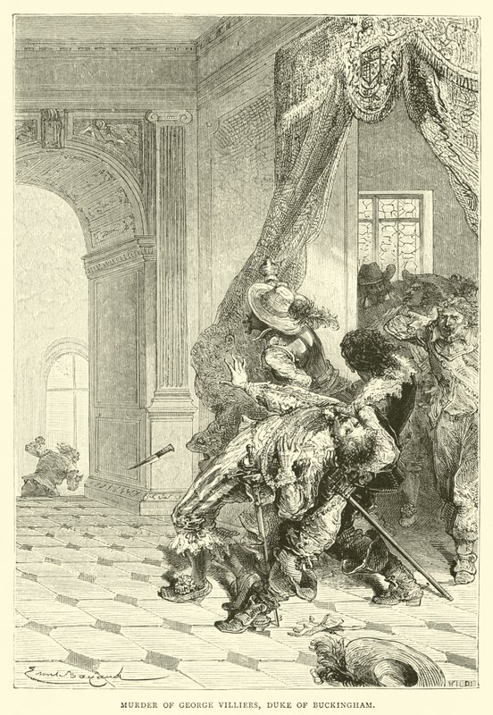 Drapet på George Villiers, hertugen av Buckingham av Emile Antoine Bayard