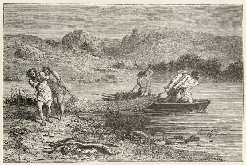 Fiskere i polert steintid av Emile Antoine Bayard