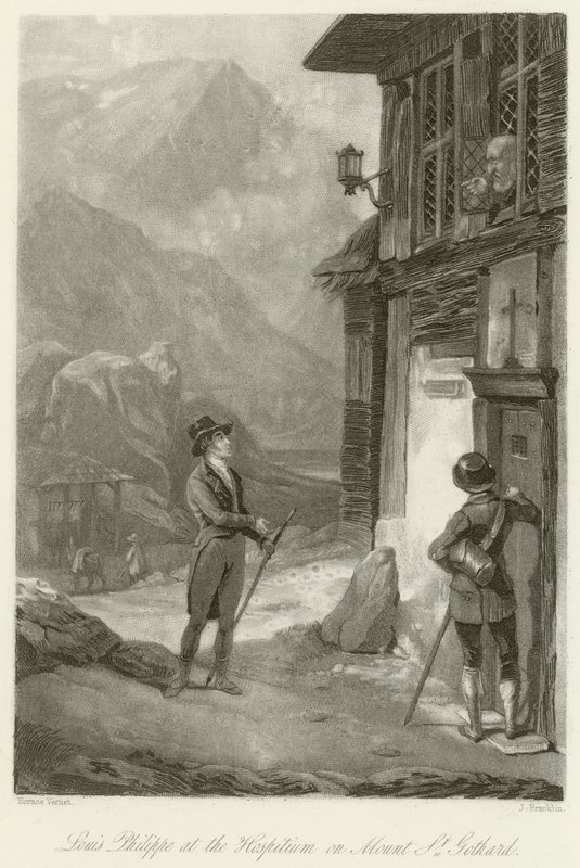 Louis Philippe ved Hospitium på Mount St. Gothard av Emile Jean Horace Vernet