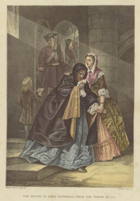 Flukten til Lord Nithsdale fra tårnet i 1716 av Emily Mary Osborn
