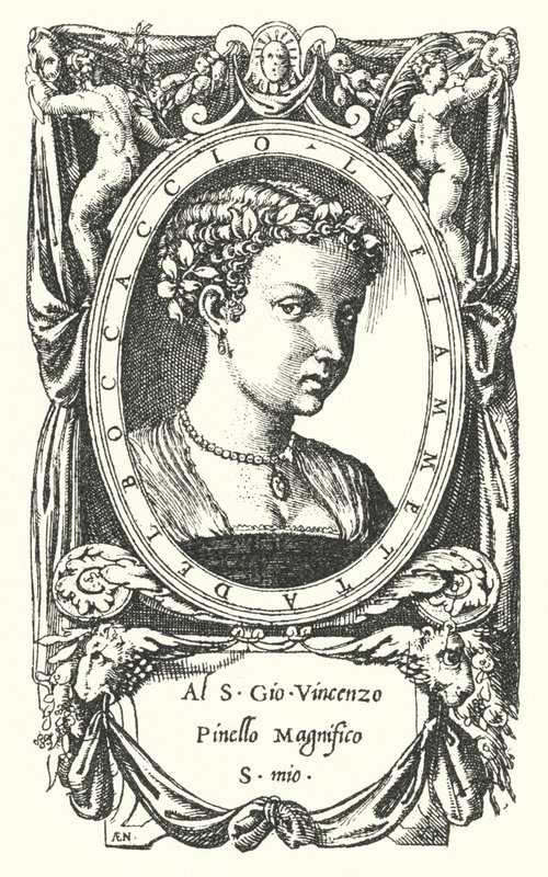The Lady Fiammetta, emne for Giovanni Boccaccios roman Elegy av Madonna Fiammetta av Enea Vico
