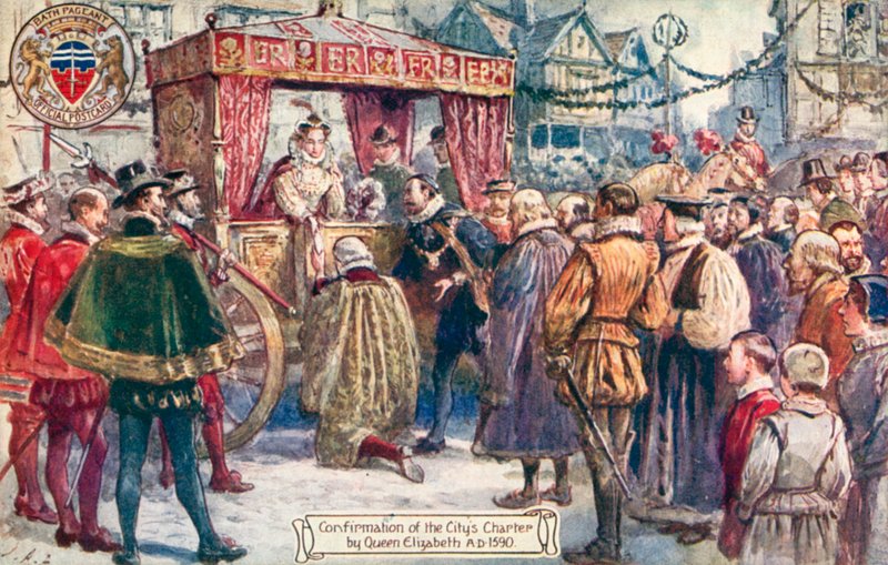 Bath Pageant, bekreftelse av byens charter av dronning Elizabeth I, 1590 e.Kr av English School