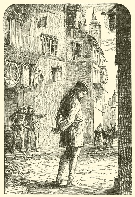 Bernard Palissy, Huguenot-keramikeren, med bøyd hode i gatene av English School