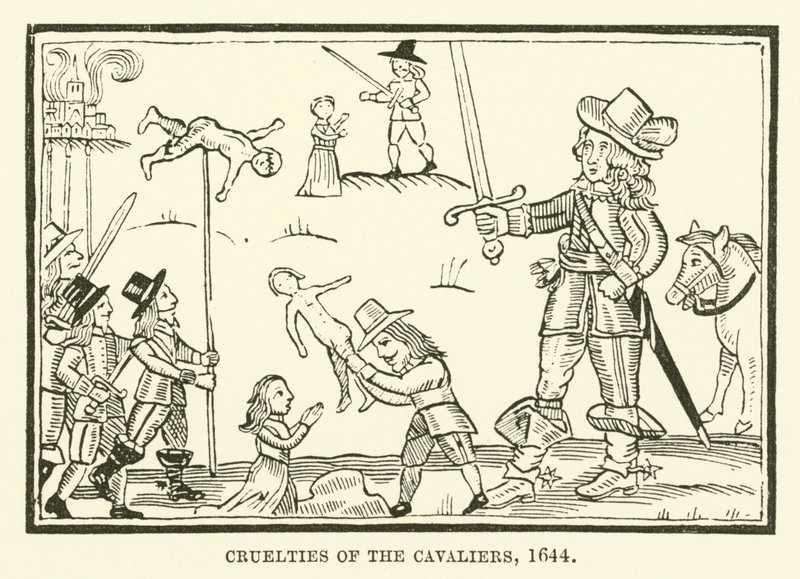 Kavalerernes grusomheter, 1644 av English School