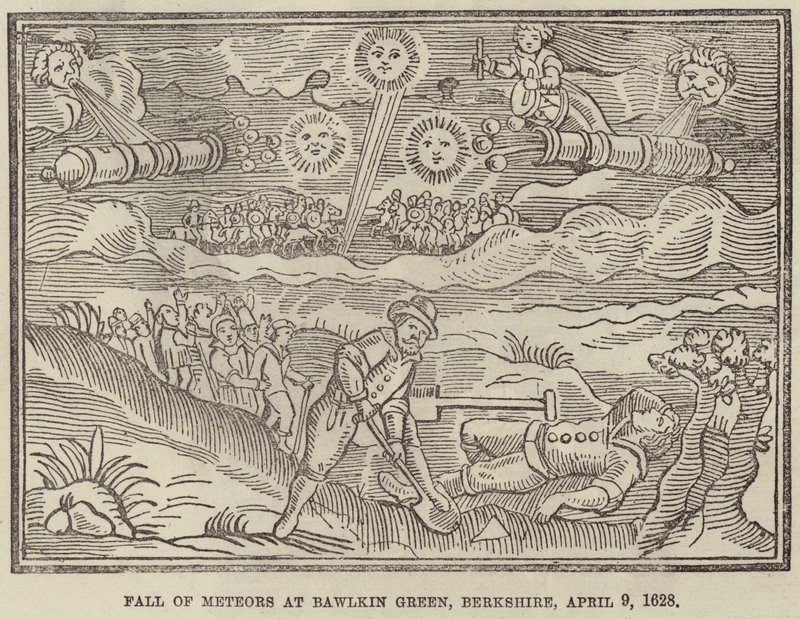 Fall of Meteors ved Bawlkin Green, Berkshire, 9. april 1628 av English School