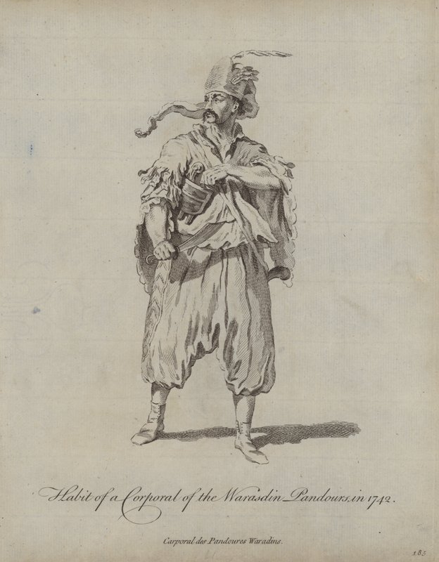 Vanen til en korporal fra Warasdin Pandours i 1742 av English School
