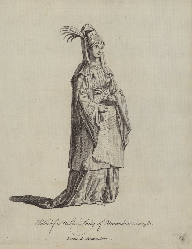 Vanen til en adelig dame av Alexandria i 1581 av English School