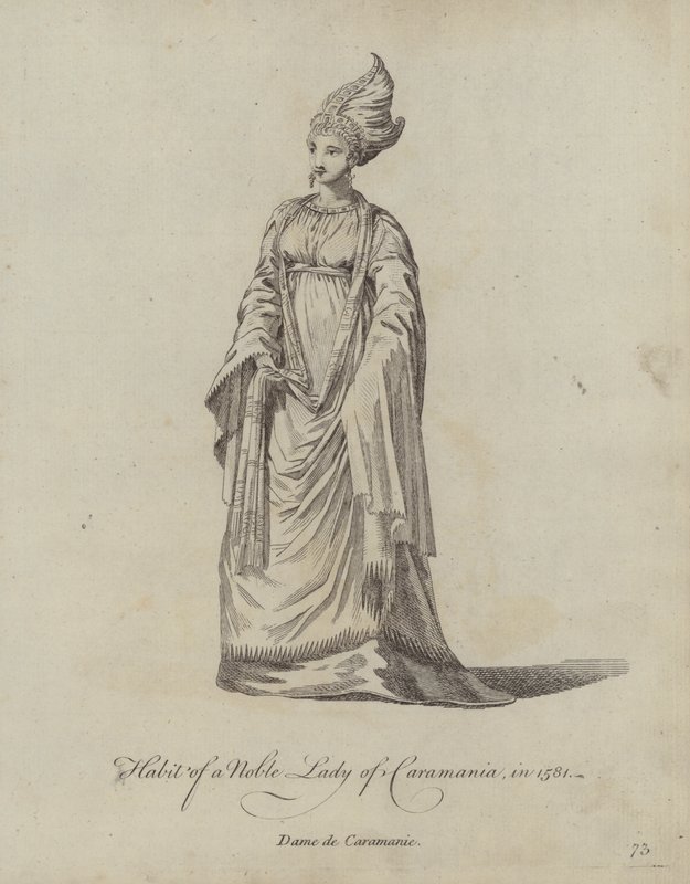 Vanen til en adelig dame av Caramania i 1581 av English School