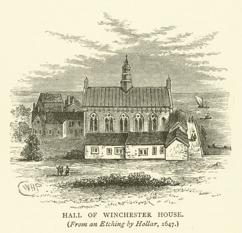Hall of Winchester House, fra en etsning av Hollar, 1647 av English School
