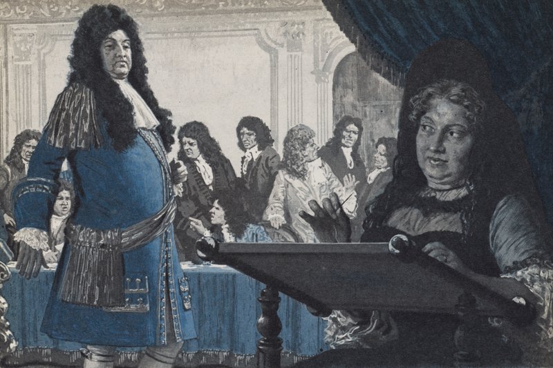 Kong Ludvig XIV ber om råd om en politisk sak fra Madame Solidity av English School