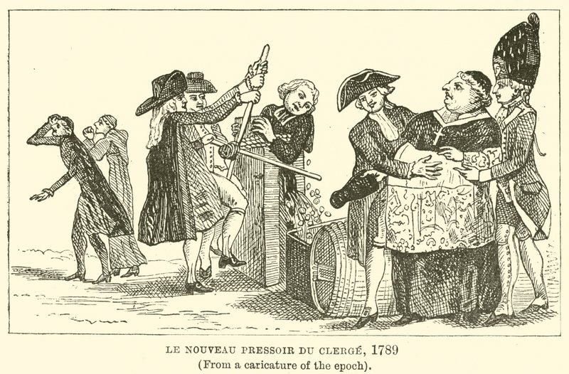 The New Press of the Clergy, 1789, (Fra en karikatur av epoken) av English School