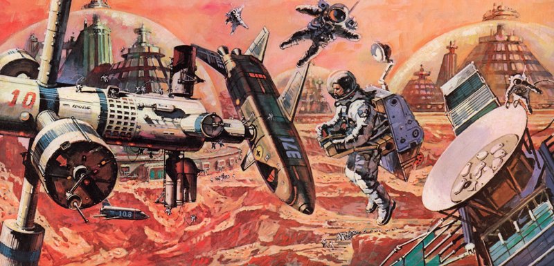 Mars, kolonisert av mennesker, som forestilt på 1980-tallet av English School